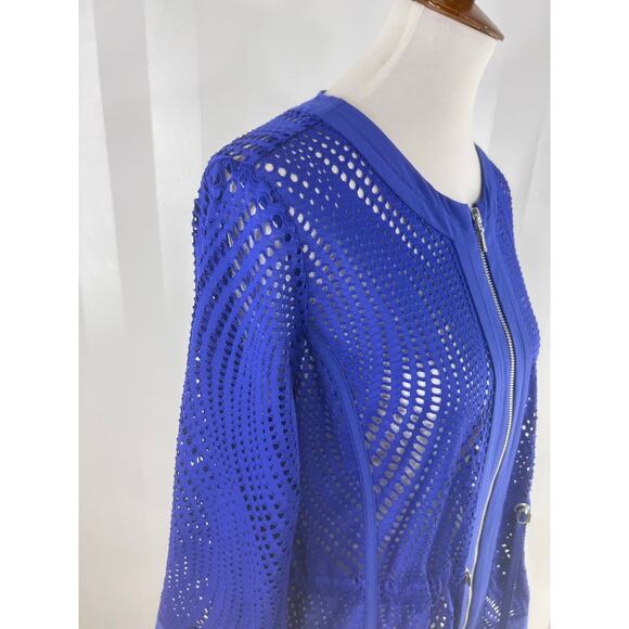 CHICO’S Zenergy Blue Full Front Zippered Open Knit Jacket - Picture 6 of 12